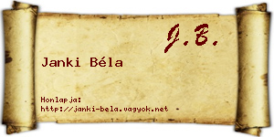 Janki Béla névjegykártya